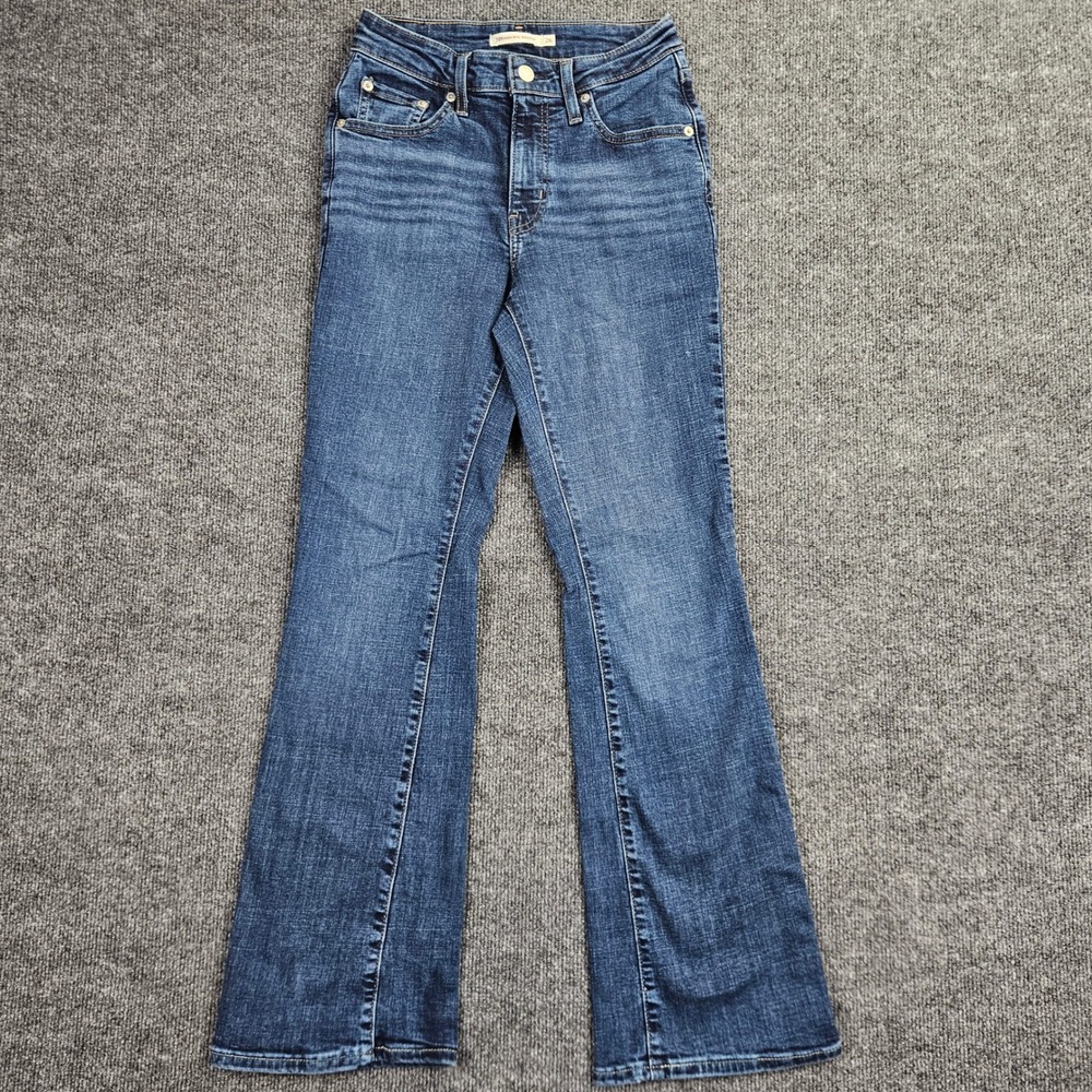 Levis 725 High Rise Bootcut Jeans Women's 26 Dark Wash Blue Denim Stretch Casual - Picture 1 of 9